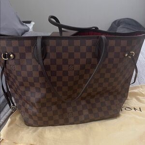 AUTHENTIC!!!! Louis Vuitton Neverfull MM Damier Brown Checkered Tote Bag